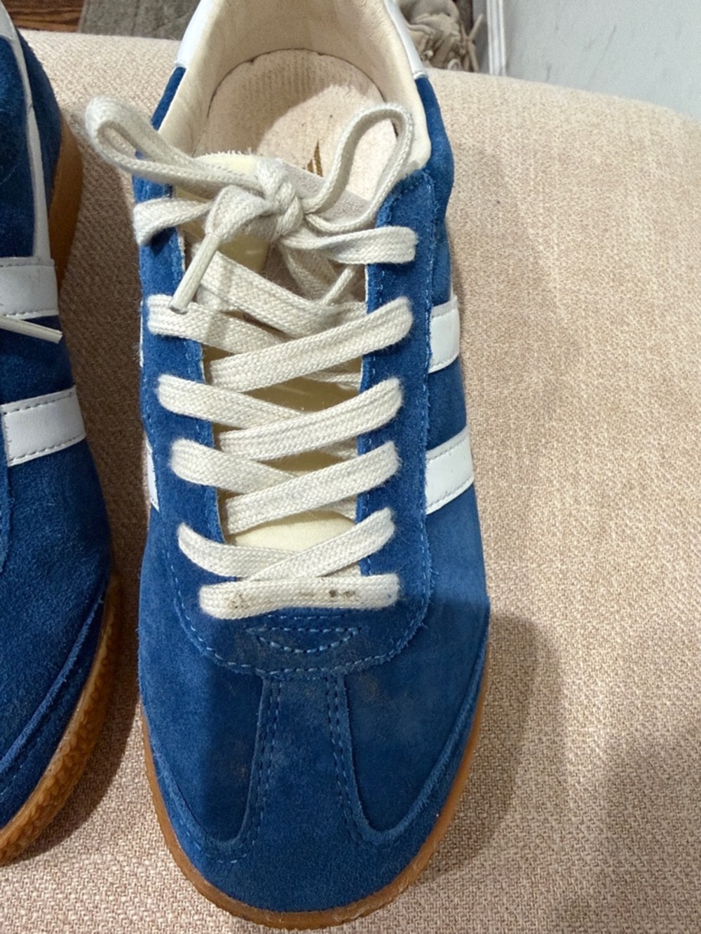 Gola Blue Suede Sneakers with White Stripes - Picture 6 of 8